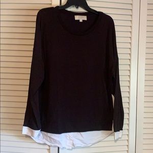 Black shirt with faux white shirt underneath